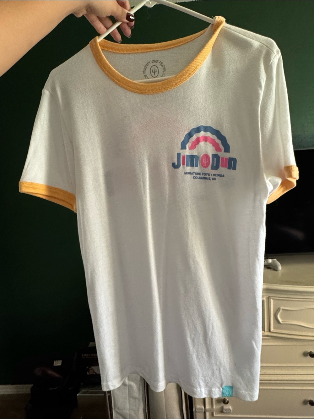 Retro Twenty One Pilots Ringer Tee with Jim Dun Logo